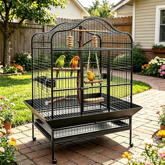 Bird Perch Swing for Cage Accessories - Natural Wood Parrot Perch for Parakeet Budgie Cockatiel Toys
