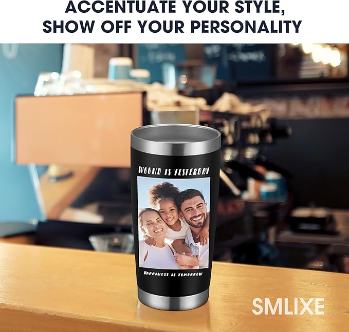 Personalized Custom Tumbler Print in USA 96 Pcs 20oz Stainless Steel Coffee Cup with Lid & Straw Double Wall Insulated Tumbler with Colorful Text Logo Photo