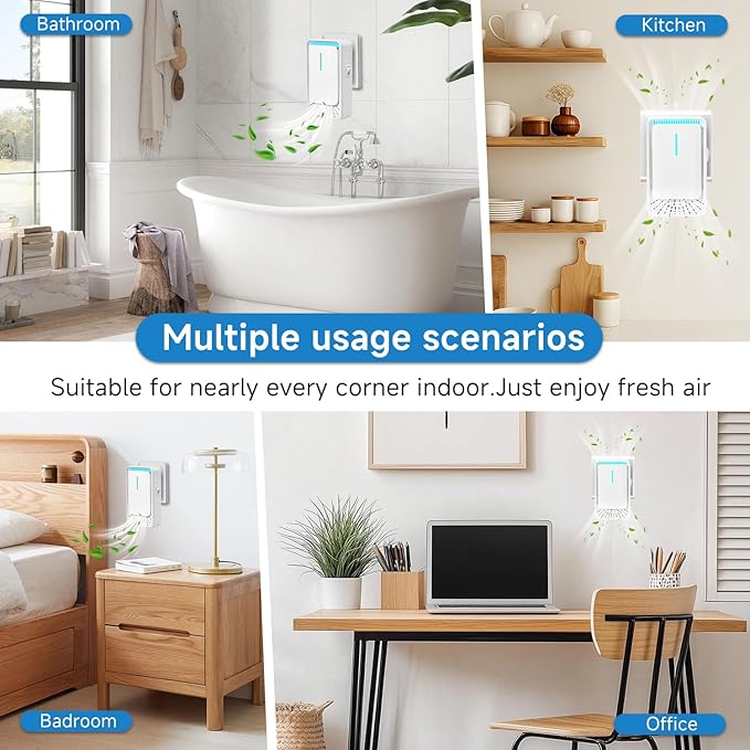 Plug In Air Ionizers - 4Pack Negative Ion Technology Air Purifier, Quiet Mini Air Freshener for Home, Bedroom, Office, Basement - Portable Air Purifiers for Odor, Dust, Smoke, Pets Smell