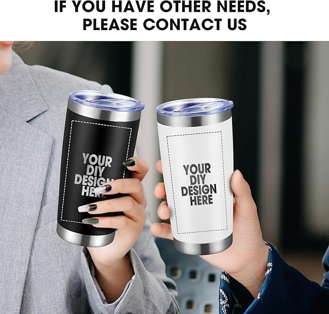 Personalized Custom Tumbler Print in USA 100 Pcs 20oz Stainless Steel Coffee Cup with Lid & Straw Double Wall Insulated Tumbler with Colorful Text Logo Photo