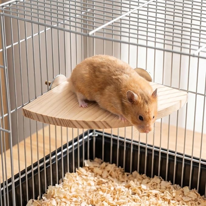 Bird Perch, 3 Pack Bird Playground Woodern Hamster Platform, Cage Accessories for Chinchilla, Parrot, Ferret, Rat, Budgie, Cockatie, Guinea Pig (2*Sector+ Rectangle)