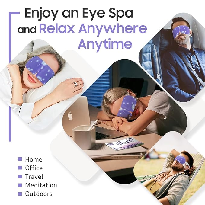 20Packs Steam Eye Mask, Heated Eye Mask Warm Compress for Eyes, Disposable Self Heating Steam Mask for Home, Sleep, Spa, Travel Essentials & Relaxation Gifts, Valentine's Day Gifts (Lavender)