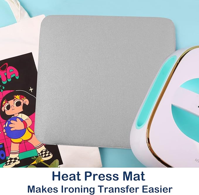 HTVRONT Heat Press Mat Compatible with Cricut Cutting Machine, 11.5"x11.5" Heat Press Pad for Craft Vinyl Ironing Insulation Transfer, Double Sided Applicable Mat
