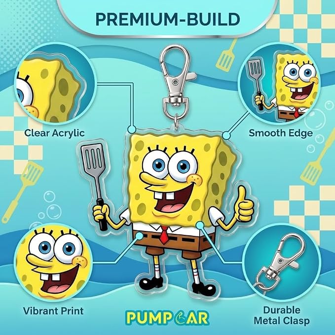 PumpCar Acrylic Keychain Double-Sided Charm Key Ring with Metal Clip Backpack Charm Bag and Car Key Accessory Collectible