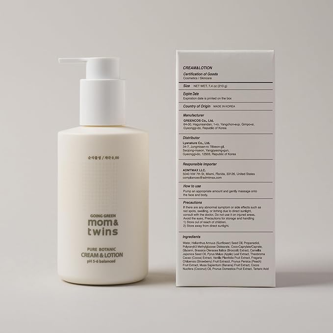 CREAM & LOTION – Organic Korean 2‑in‑1 Baby Face & Body Lotion, Gentle Deep Moisturizer with Vitamin C for Sensitive Skin, Soothing Hydration (7.41 fl oz / 210 g)
