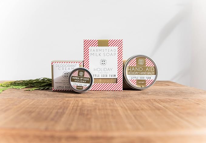Little Seed Farm - Holiday Hand-Aid – Holiday Hand Moisturizer Balm – Natural, Organic Hand Skin Care with Holiday Scent – Hand Care Balm with Organic Oils & Beeswax – Net Wt. 1.5oz