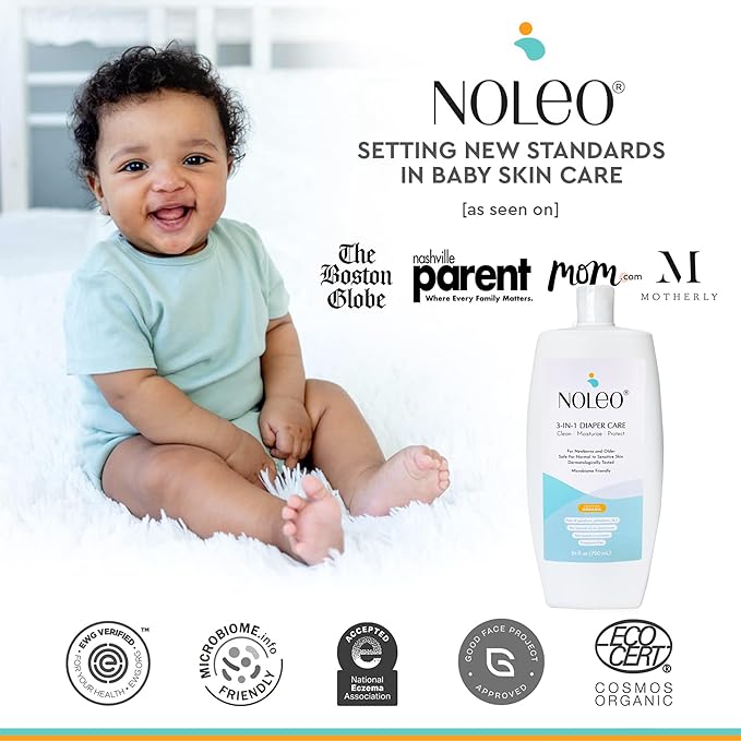 3-in-1 Diaper Care - Baby Cream, Cleanser & Lotion Organic - Diaper Rash - Rash Ointment - Cream to Clean, Moisturize & Protect Skin Made in France, 24 oz