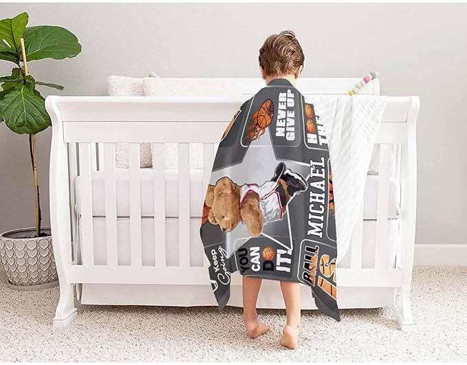 Customized Blankets with Name, Little Bear Blanket Custom Blanket Soft Personalized Name Throw Blanket Gifts for Boys Girls Birthday