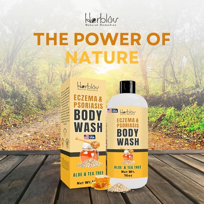 Eczema Body Wash – All Natural Eczema Soap, Dermatitis, Psoriasis Treatment for Dry Itchy Sensitive Skin Relief – Gentle Detoxifying, Healing, Anti-Itch, Oatmeal Goat Milk Bath Wash for Kids, & Adults