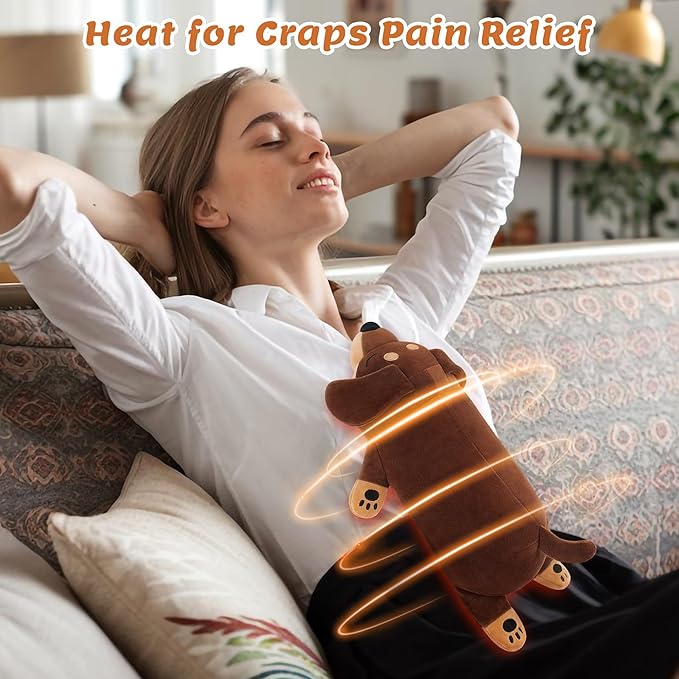 Weighted Dachshund Dog Microwavable Heating Pad-1.8lb Heating Pads for Cramps &Period Pain Relief for Women, Cuddly Heatable & Coolable Weighed Weiner Dog Stuffed Animals Heating Pads for Women Kids