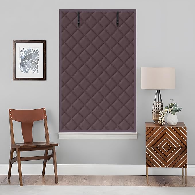 3 Layer 63 x 39 Inch Winter Insulated Window Curtain,Oxford Thermal Insulated Window Blanket with Fastener,Brownish Red Window Insulation Kit for Winter Keeping Warm