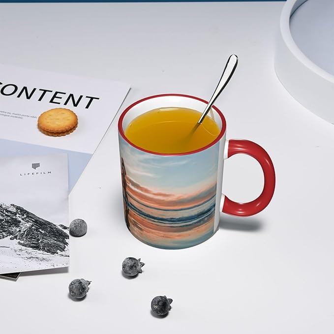Custom Mugs and Coffee Cups Partial or Full Size Printed Creative Designs Customizable with Your Photos Images Text (Full-Width, Red)
