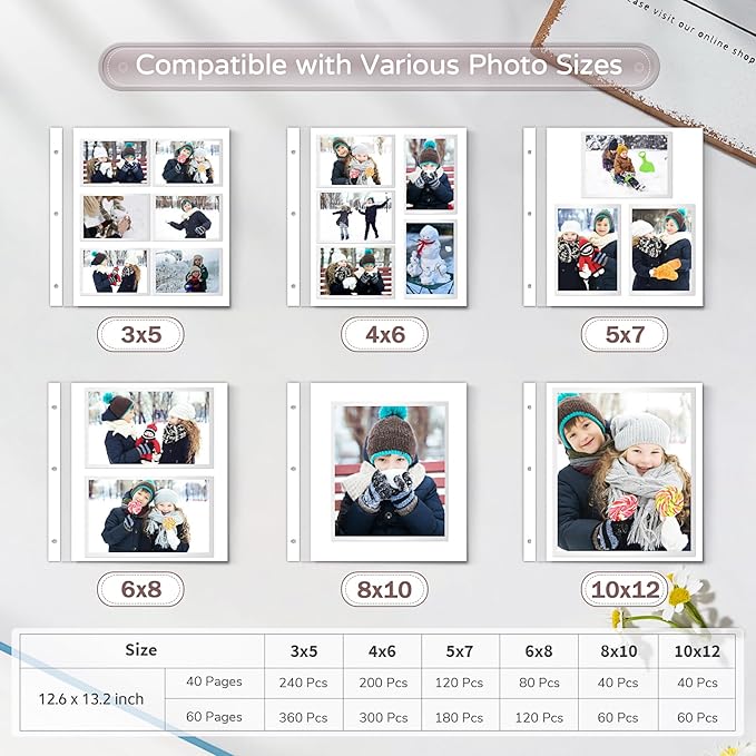 Popotop Large Photo Album Self Adhesive 4x6 5x7 8x10 Scrapbook Album DIY Picture Book,Gifts for Mom,Family Baby and Wedding,with Metal Pen and Plastic Board
