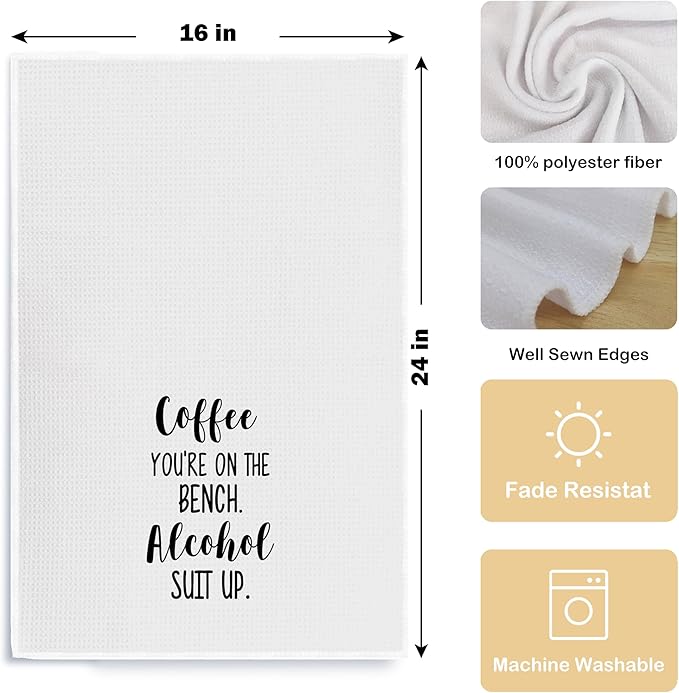 Coffee Kitchen Dish Towels - Sarcastic Coffee Bar Towels, 16 X 24 Inches (Chenille)