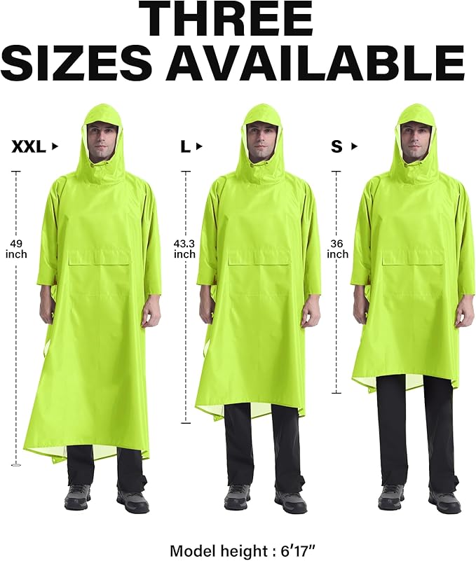 iCreek Hooded Rain Poncho Packable Unisex Raincoat Jacket with Pocket Waterproof Lightweight for Hiking, Camping, Outdoor