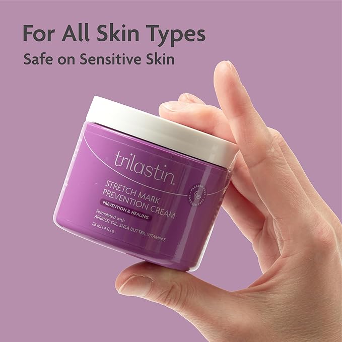 TriLASTIN Stretch Mark Cream for Pregnancy - 4 fl oz, Citrus Scent - Pregnancy Stretch Mark Prevention & Pregnant Belly Cream & Belly Oil for Pregnant Women - Paraben Free