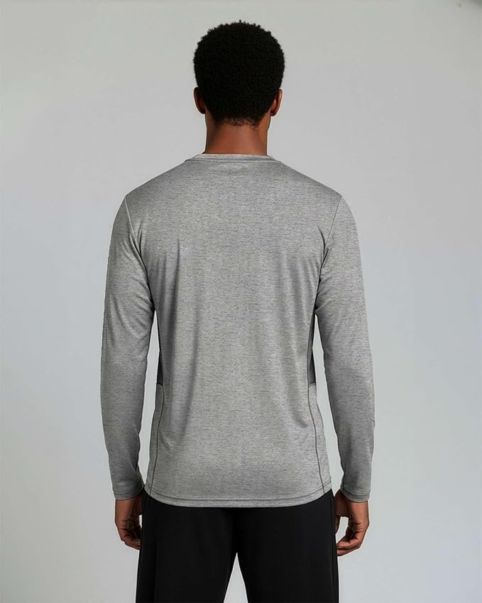Real Essentials 4 Pack: Mens Long Sleeve Dry Fit T Shirts Hiking Fishing Workout Gym Work Sun UPF 50 Wicking Running Tee