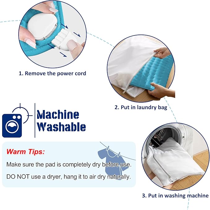 33"X17" Electric Heating pad with 6 Heat Settings, Auto Shut Off, Blue Dry Electric Heating for Back Neck Knee Arms Legs Shoulder Heat Pads for Christmas Birthday Father's Day Mother's Day