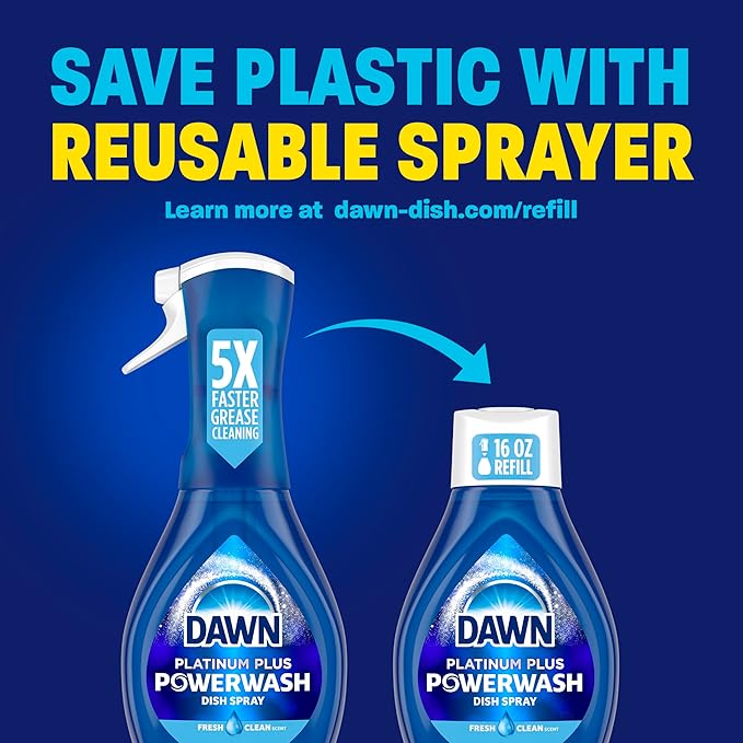 Dawn Powerwash Spray, Dish Soap, Dishwashing Liquid, Cleaning Supplies, Fresh Pine, 1 Starter Kit, 16 Fl Oz