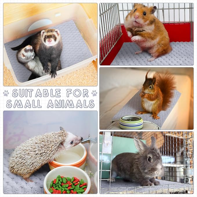 SmoothNovelty 5 Pcs Waterproof Guinea Pig Blankets Washable Small Animal Pee Pad Pet Blanket Sleep Bedding Mats Absorbent Guinea Pig Cage Liner Reusable Pet Sleep Pad (Gray,22" X 47",Waffle)