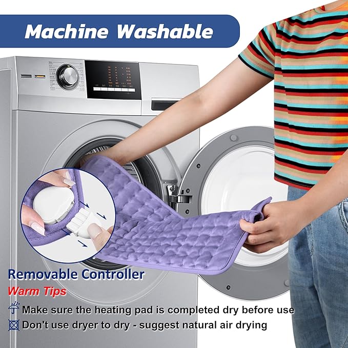 40"X20" Electric Heating pad with 6 Heat Settings, Auto Shut Off, Dry Electric Heating for Back Neck Knee Arms Legs Shoulder Heat Pads for Christmas Birthday Father's Day Mother's Day (Light Purple)