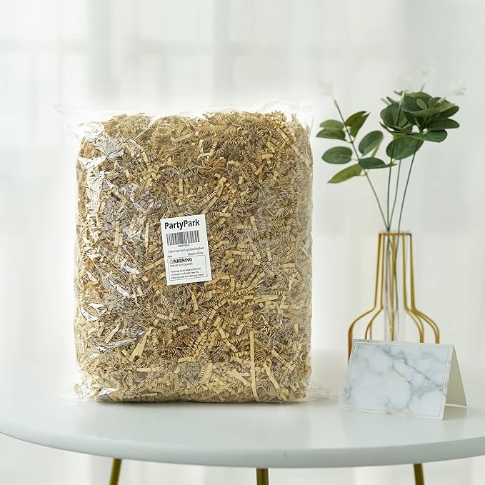 Bobobag - 1LB Crinkle Cut Paper Shred Filler Recyclable Gift Wrap Confetti Raffia Grass Shred Paper for Easter Baskets Filler Creative Eggs Decor (Brown)
