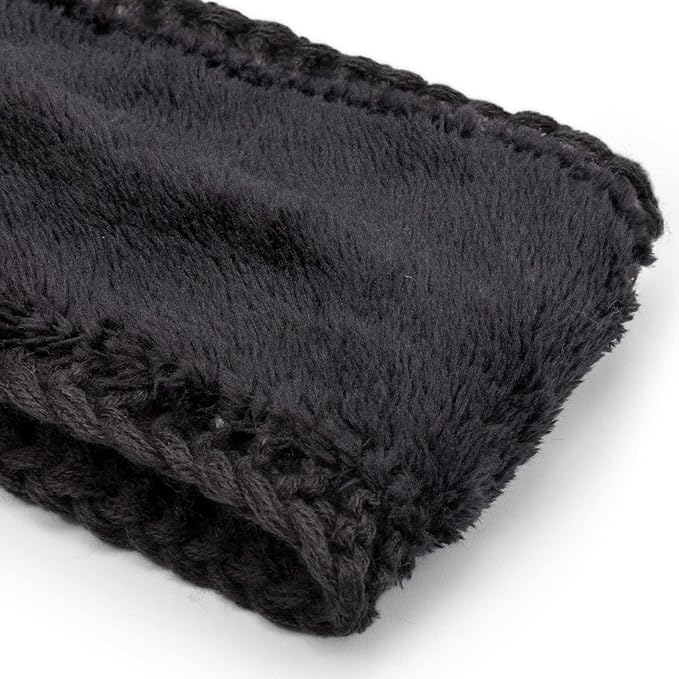 AQOKKA Knit Winter Headbands for Women Fuzzy Wool Fleece Lined Ear Warmers Elastic Turban Crocheted Head Wrap Winter Accessories for Women Cold Weather