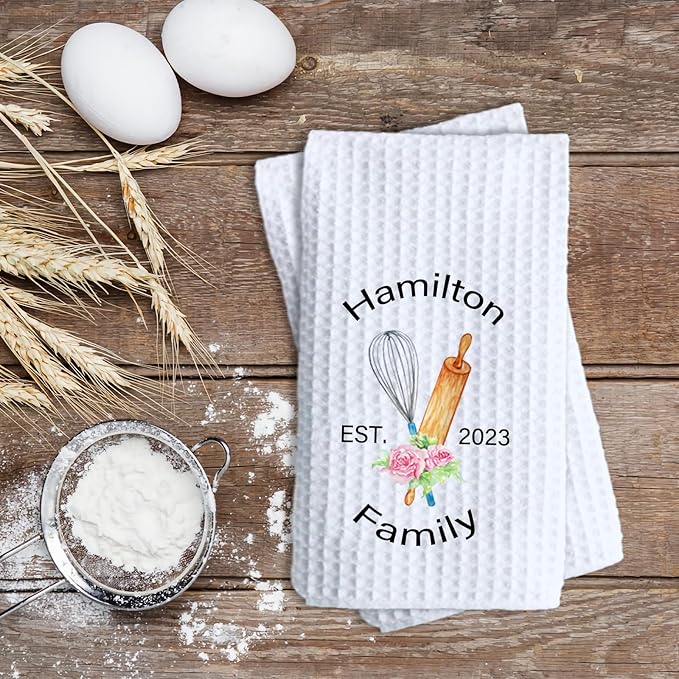 ubmpj Personalized Kitchen Towel Custom Waffle Weave Towel Gift for Housewarming Wedding Friend Birthday
