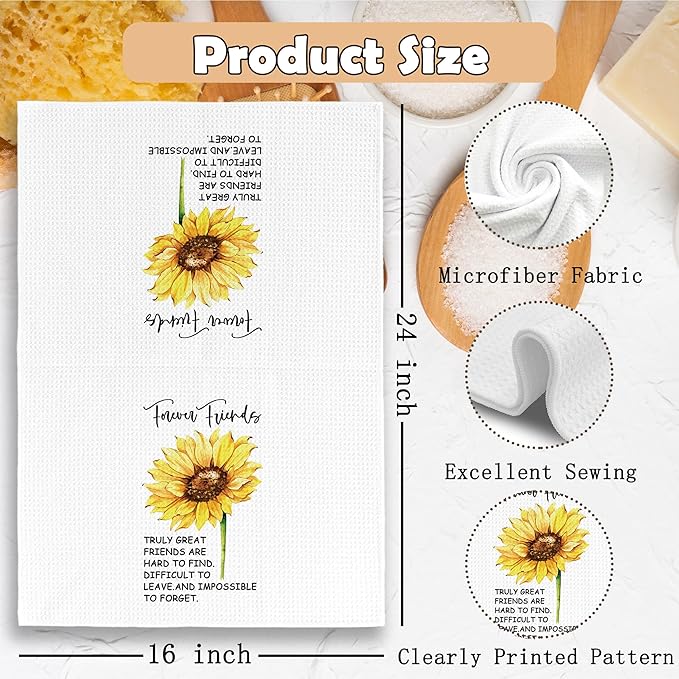 Friends Forever Kitchen Towels Dish Towel 16x24 Inches, Friendship Friend Birthday Gifts for Women Friends Sister BFF Female Bestie Kitchen Decorative Absorbent Dishcloths Tea Towels
