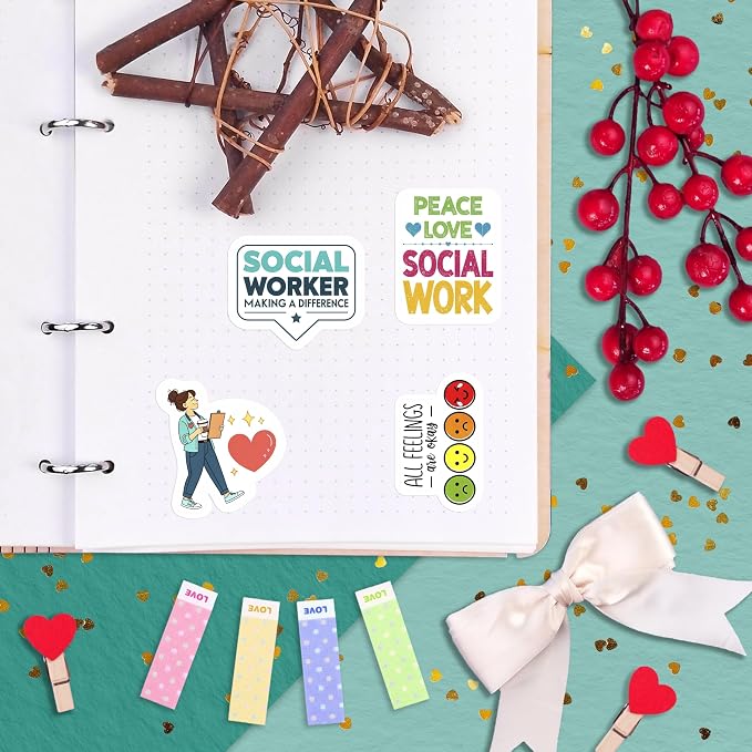 100Pcs Social Work Stickers for Laptop, for Water Bottle - Social Worker Gifts - Gift for Women & Men