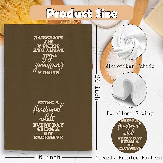 Funny Sarcastic Adult Brown Dish Towels 16x24 Inches, Decorative Absorbent Hand Tea Kitchen Bathroom Towels
