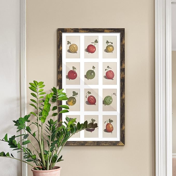 14x26 Collage Picture Frame 4x6 Collage Picture Frame Displays Twelve 4x6 inch Photos Available Horizontal Wall Mounting Display and Vertical Brown