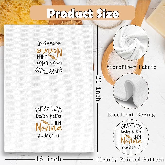 Nonna Gifts Kitchen Towels Grandma Gifts from Grandchildren, Grandma Gift for Mothers Day Dish Towel Dishcloth 16x24 Inches, Grandmother Gift Decorative Absorbent Hand Tea Towels Decor