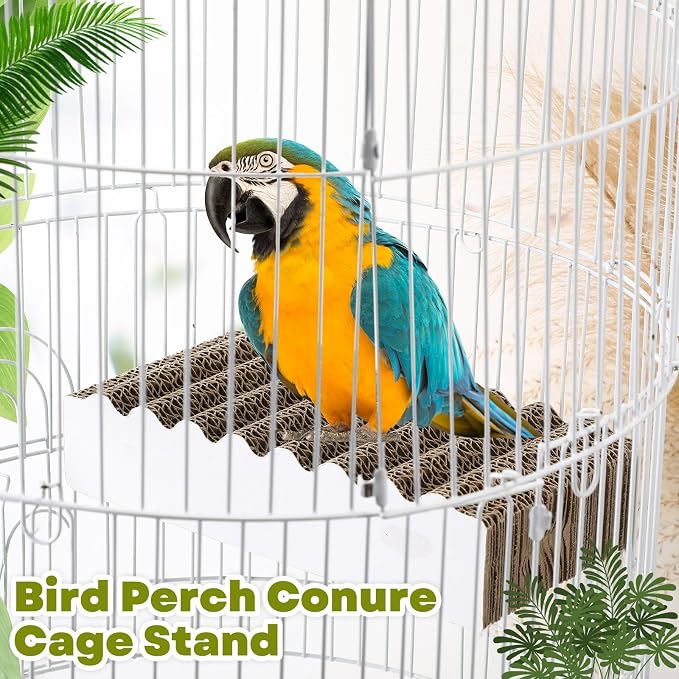 CroBlissful 2-Piece Bird Platforms - Macaw, Small Parakeet, Conure, Budgie - Brown Cardboard Bird Perch - Paw Grinding Stand - Parrot Playground