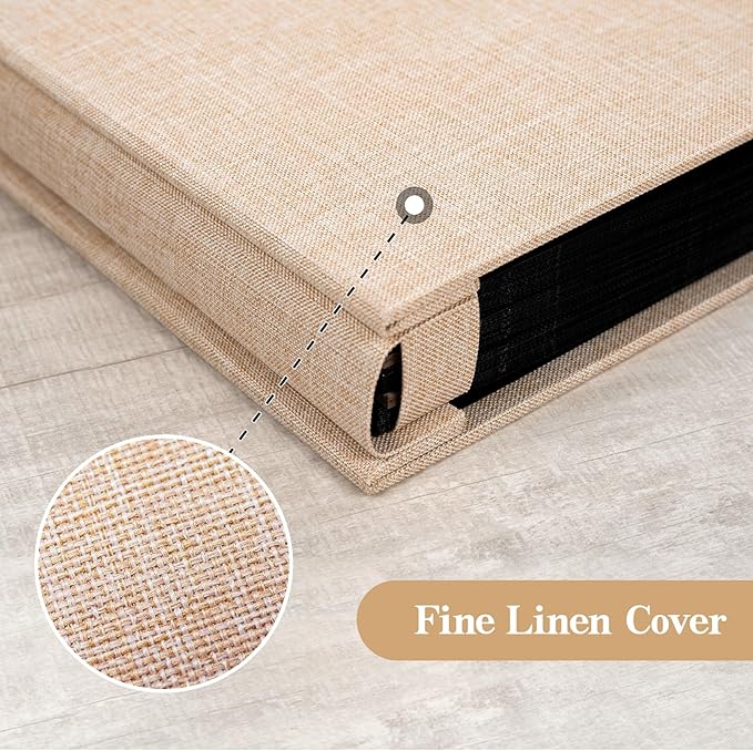 potricher Small Photo Album 4x6 300 Photos Linen Cover Picture Photo Book for Family Wedding Anniversary Baby Vacation (Beige,300 Pockets)