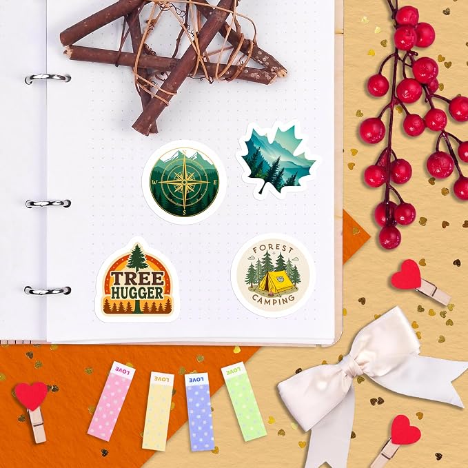 100Pcs Forest Stickers for Water Bottle, Woodland Stickers - Forest Party Supplies & Decorations - Woodland Gifts - Gift for Women & Men