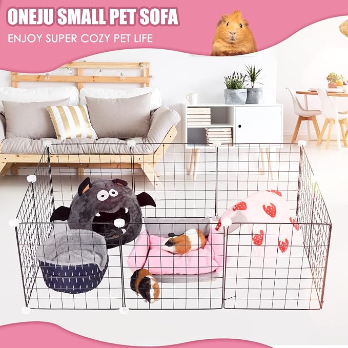 Guinea Pig Couch - Guinea Pig Sofa, Removable Cushioned Pillow, Stuffed Arms and Back, Super Cozy, Ideal Bed for Small Pets