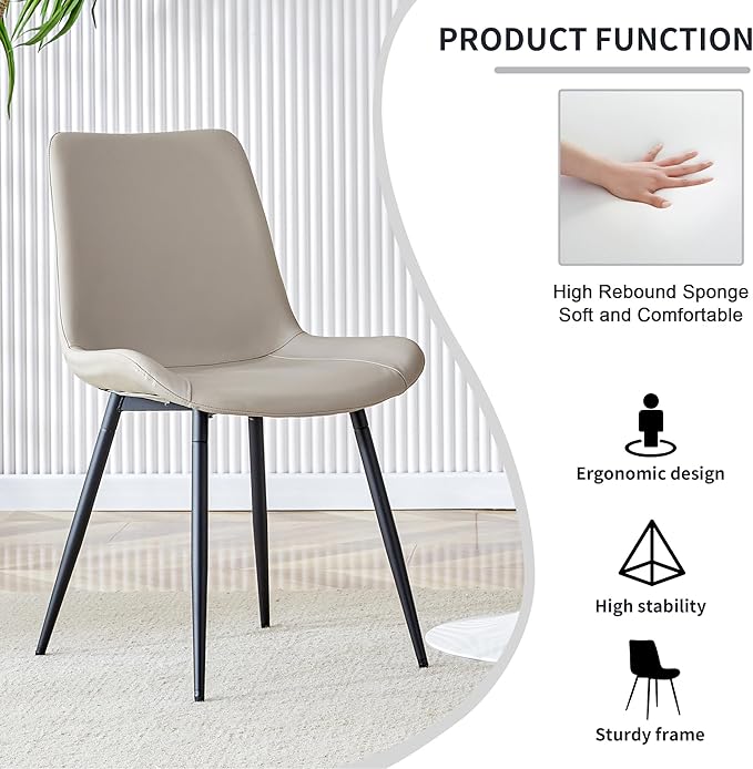 Round Dining Table Set for 4, Round Kitchen Table and Chairs Set for 4,Modern 42" Wood Dining Room Table Set & PU Leather Chairs for Small Space Kitchen Apartment Office
