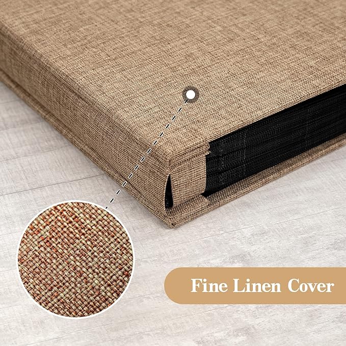potricher Linen Hardcover Photo Album 4x6 1000 Photos Large Capacity for Family Wedding Anniversary Baby Vacation (Khaki, 1000 Pockets)