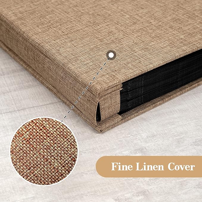 potricher Photo Album for 4x6 1000 Photos Linen Cover Extra Large Capacity Picture Book for Family Wedding Anniversary and Baby (Khaki)