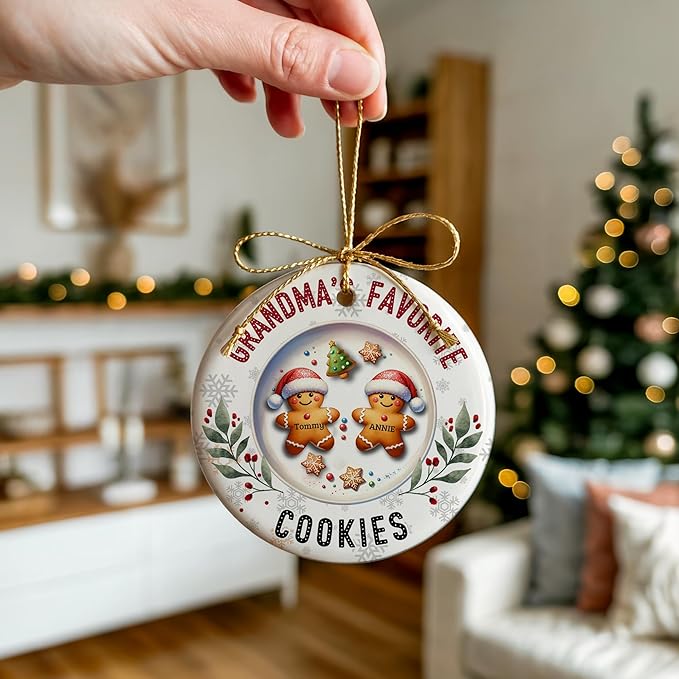 Personalized Christmas Ornaments 2025 for Family of 2, Custom Gingerbread Man Christmas Ornament with Names, New for Parents & Kids, Xmas Tree Decor