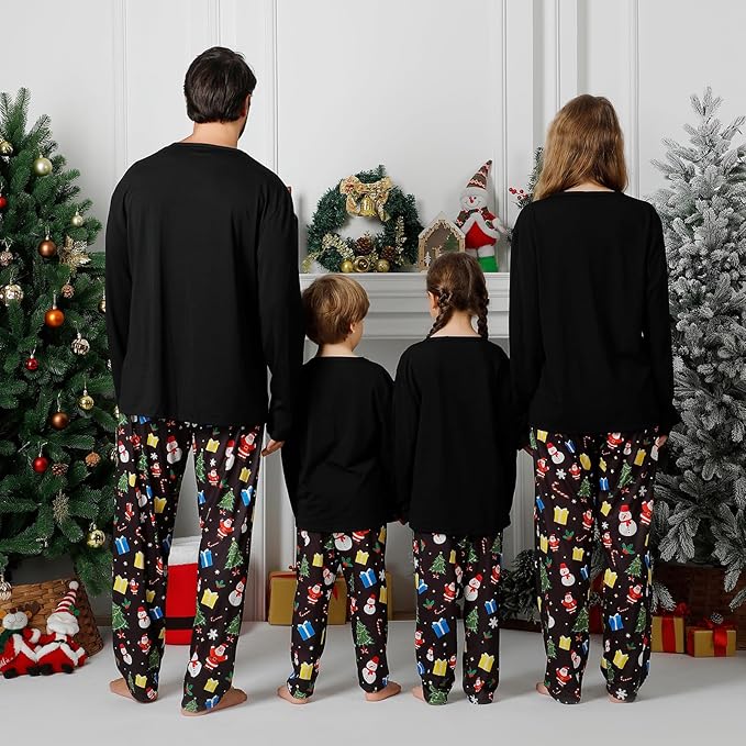 Family Christmas PJs Matching Sets, Cute Holiday Pajamas Printed Top and Pants, Xmas Jammies for Couples/Men/Women