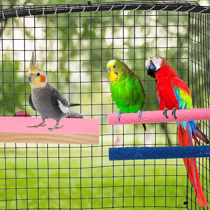 8 Pcs Bird Perch Stand Toy, Colorful Wood Parrot Perch Stand Platform Paw Grinding Stick, Bird Cage Accessories for Budgies, Parakeet, Cockatiel, Lorikeet, Conure