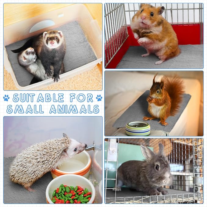 SmoothNovelty 5 Pcs Waterproof Guinea Pig Blankets, Gray, 18 x 24 Inch | Soft Coral Fleece, Waterproof Membrane, Absorbent Cage Liner, Reusable Pee Pad, Washable Bedding Mat for Small Animals