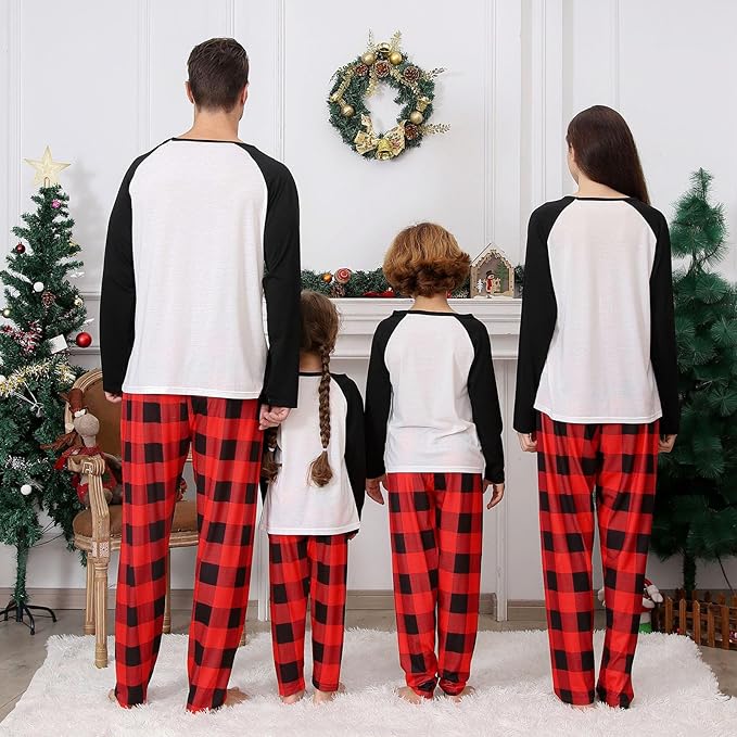Family Christmas PJs Matching Sets, Cute Holiday Pajamas Printed Top and Pants, Xmas Jammies for Couples/Men/Women