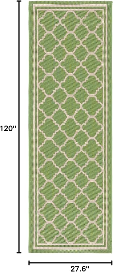SAFAVIEH Courtyard Collection 2'3' x 10' Green/Beige CY6918 Trellis Indoor/ Outdoor Patio Backyard Mudroom Runner Rug