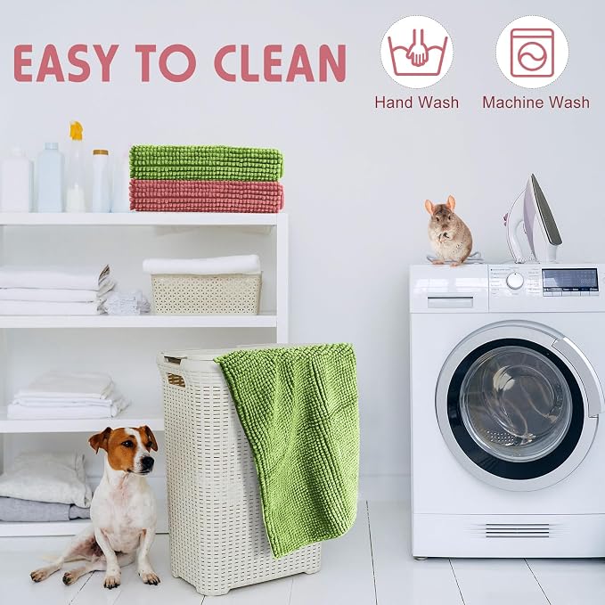 Amylove 4 Pcs Guinea Pig Cage Liner 12 x 12 Inch Washable Chenille Pee Pads Pet Dog Cat Bedding Training Mat Reusable for Small Animals Puppy Bunny Hamster Chinchilla
