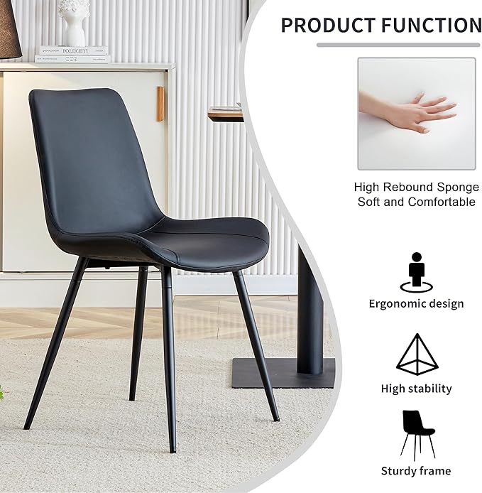 Dining Table Set for 4, Round Kitchen Table Chairs Set for 4,Modern 42" Round Wood Dining Room Table Set PU Leather Chairs for Small Space Apartment Kitchen Living Office
