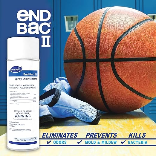 Diversey 04832 End Bac II Spray Disinfectant, Eliminates Odors & Prevents Mold & Mildew, Fresh Scent, Aerosol, 15-Ounce