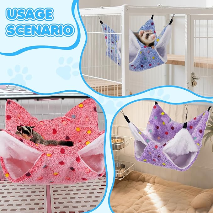 YedsIntu 3 Pcs Guinea Pig Hammock, Rat Ferret Hamster Hanging Hammock Guinea Pig Accessories for Small Animals Chinchilla Parrot Sugar Glider Ferret Squirrel (11"×11")